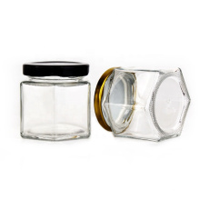 Food grade hexagonal 4oz 120ml glass jam jar with tin cap